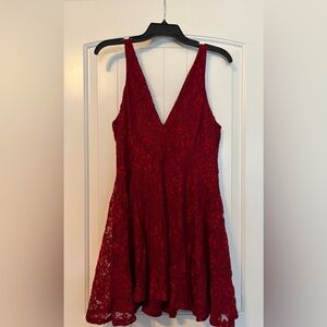 Kimchi Blue Red Lace V-Neck Mini Dress
